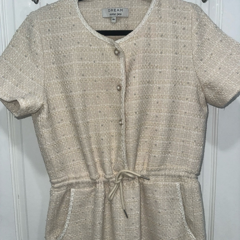 Dream Sister Jane jumpsuit romper with pearl detail size M Medium preppy classy